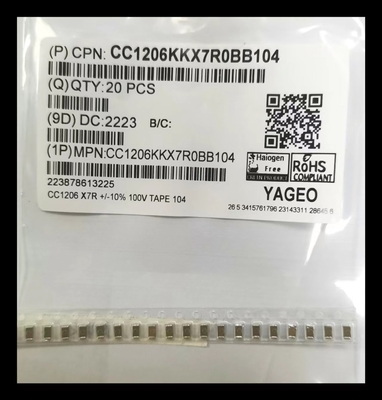 Керамические конденсаторы MLCC 104K/100V X7R 1206 покрывая разнослоистые
