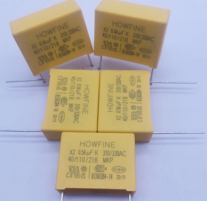 Желтый конденсатор MPX-X2 0.56UF 310V-330V P22.5MM безопасности цвета